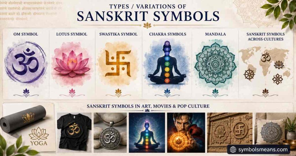 Types Variations of Sanskrit Symbols